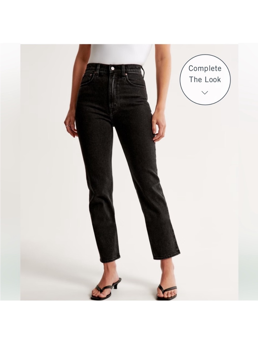 Abercrombie & Fitch High-Rise Straight Leg Jeans in Black